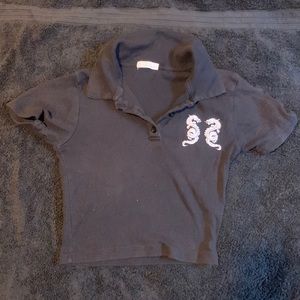 Black Chinese dragon crop top